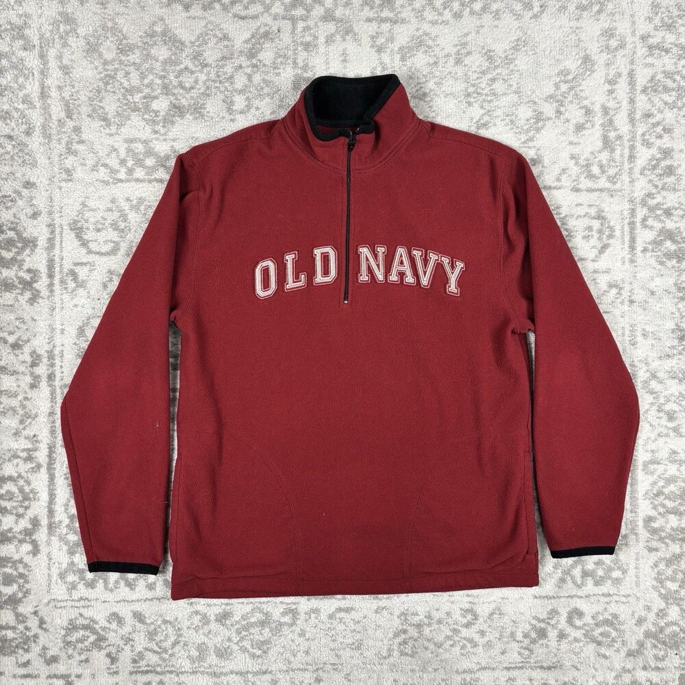 Vintage Old Navy Windbreaker Jacket Red Pullover Fleece Size Medium